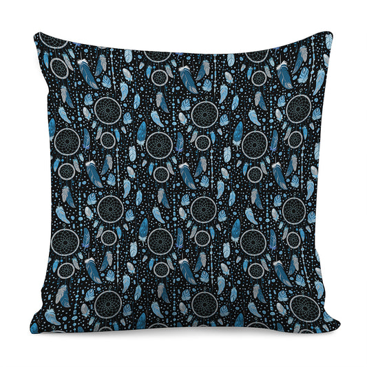 Blue Native Dream Catcher Pattern Print Pillow Cover