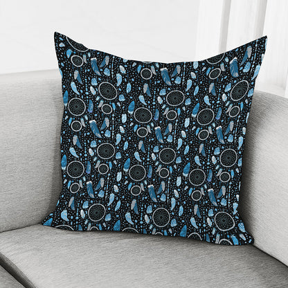 Blue Native Dream Catcher Pattern Print Pillow Cover
