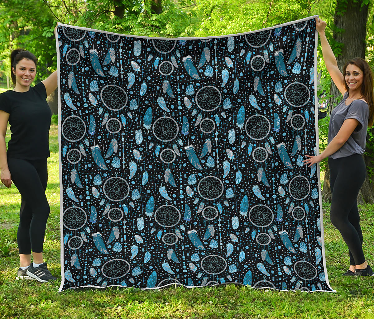Blue Native Dream Catcher Pattern Print Quilt