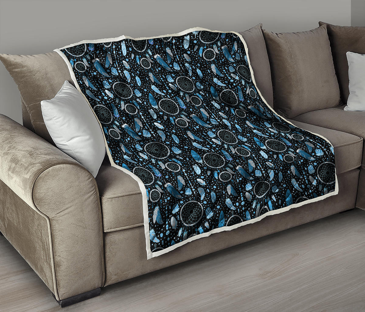 Blue Native Dream Catcher Pattern Print Quilt