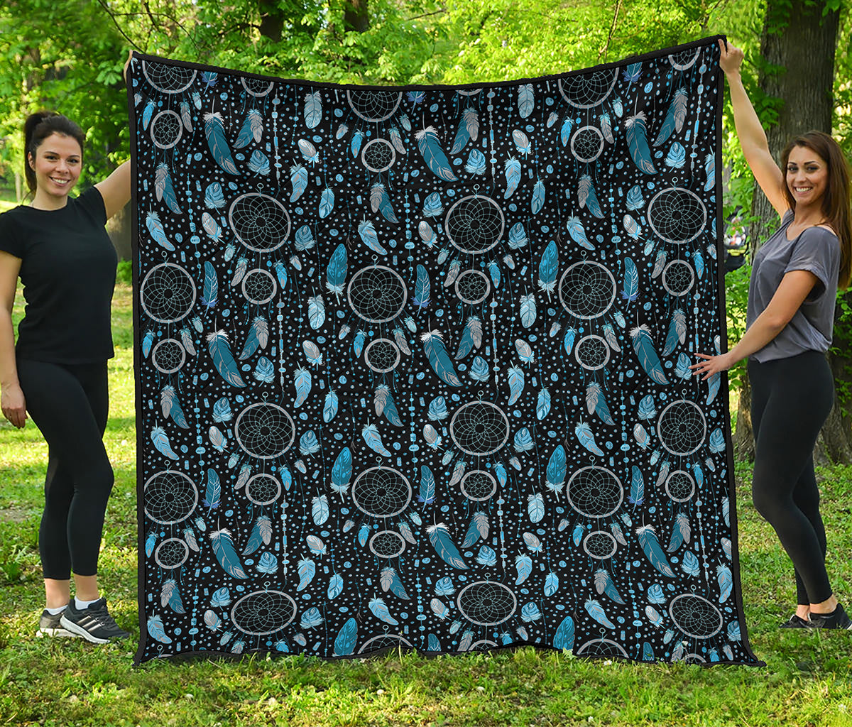 Blue Native Dream Catcher Pattern Print Quilt