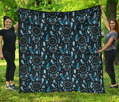 Blue Native Dream Catcher Pattern Print Quilt