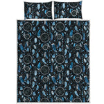 Blue Native Dream Catcher Pattern Print Quilt Bed Set