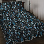 Blue Native Dream Catcher Pattern Print Quilt Bed Set