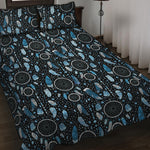Blue Native Dream Catcher Pattern Print Quilt Bed Set
