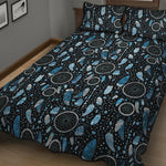 Blue Native Dream Catcher Pattern Print Quilt Bed Set
