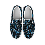 Blue Native Dream Catcher Pattern Print White Slip On Shoes