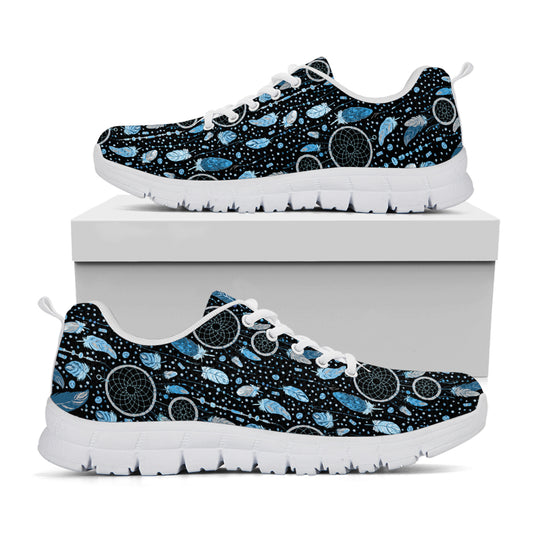 Blue Native Dream Catcher Pattern Print White Sneakers