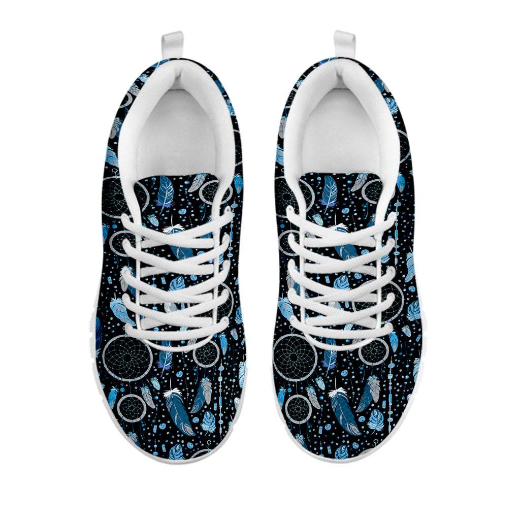 Blue Native Dream Catcher Pattern Print White Sneakers