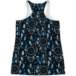 Blue Native Dream Catcher Pattern Print Women's Racerback Tank Top