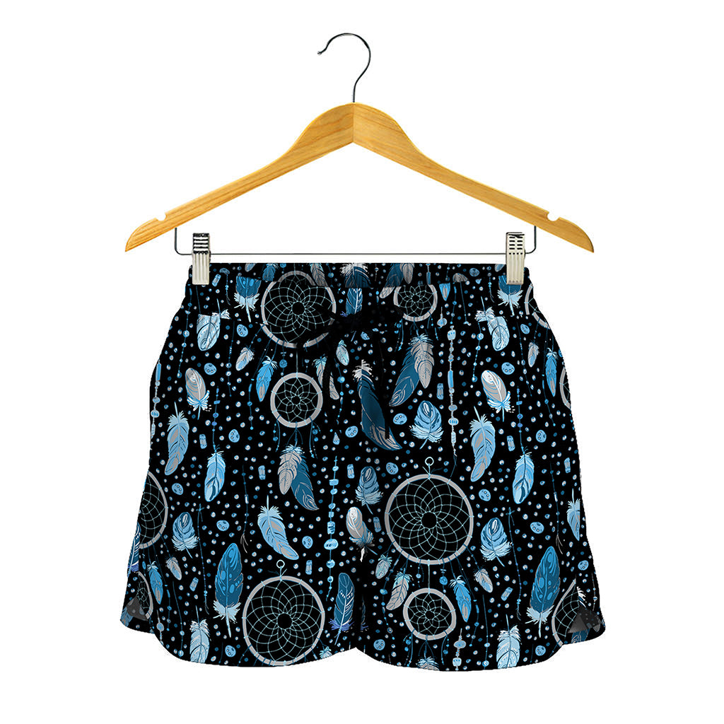Blue Native Dream Catcher Pattern Print Women's Shorts
