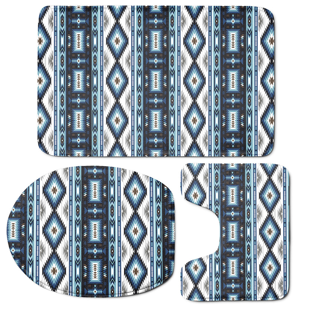 Blue Native Navajo Print 3 Piece Bath Mat Set