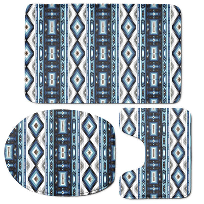 Blue Native Navajo Print 3 Piece Bath Mat Set