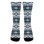 Blue Native Navajo Print Crew Socks