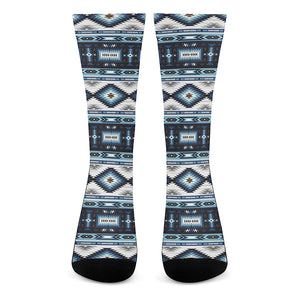 Blue Native Navajo Print Crew Socks