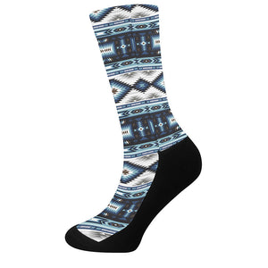 Blue Native Navajo Print Crew Socks