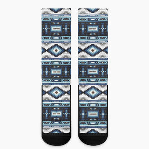 Blue Native Navajo Print Crew Socks