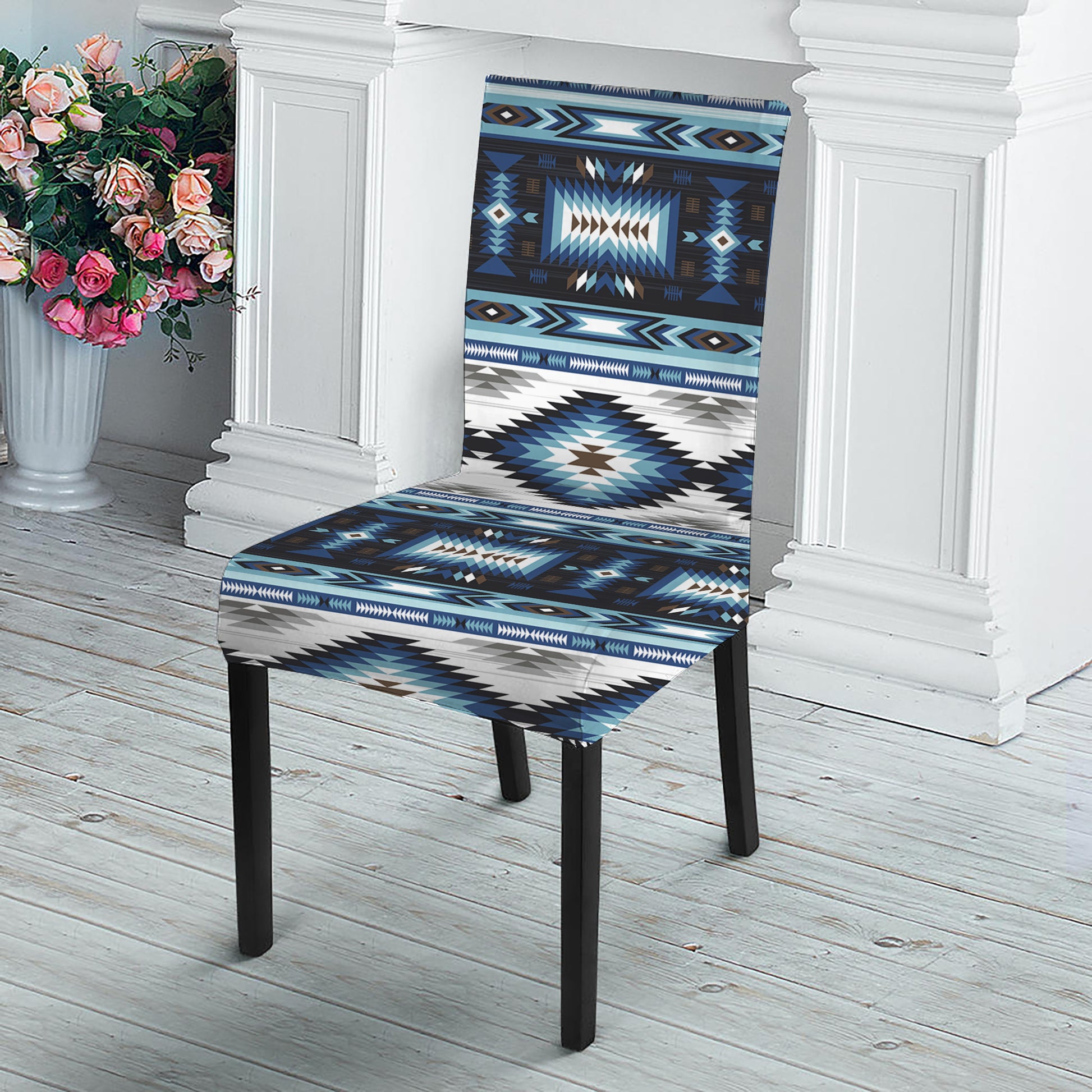 Blue Native Navajo Print Dining Chair Slipcover