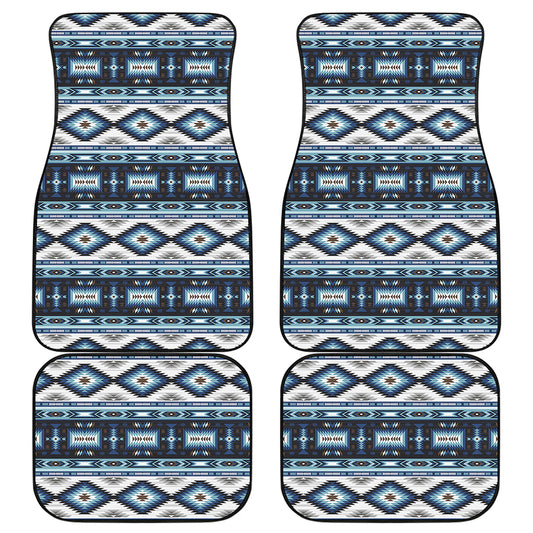 Blue Native Navajo Print Front and Back Car Floor Mats