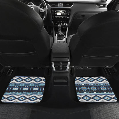 Blue Native Navajo Print Front and Back Car Floor Mats