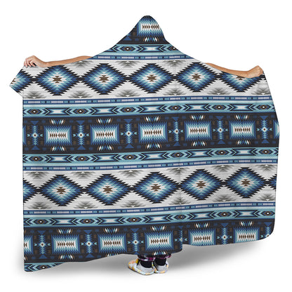 Blue Native Navajo Print Hooded Blanket