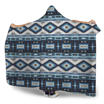 Blue Native Navajo Print Hooded Blanket