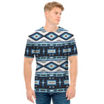 Blue Native Navajo Print Men's T-Shirt