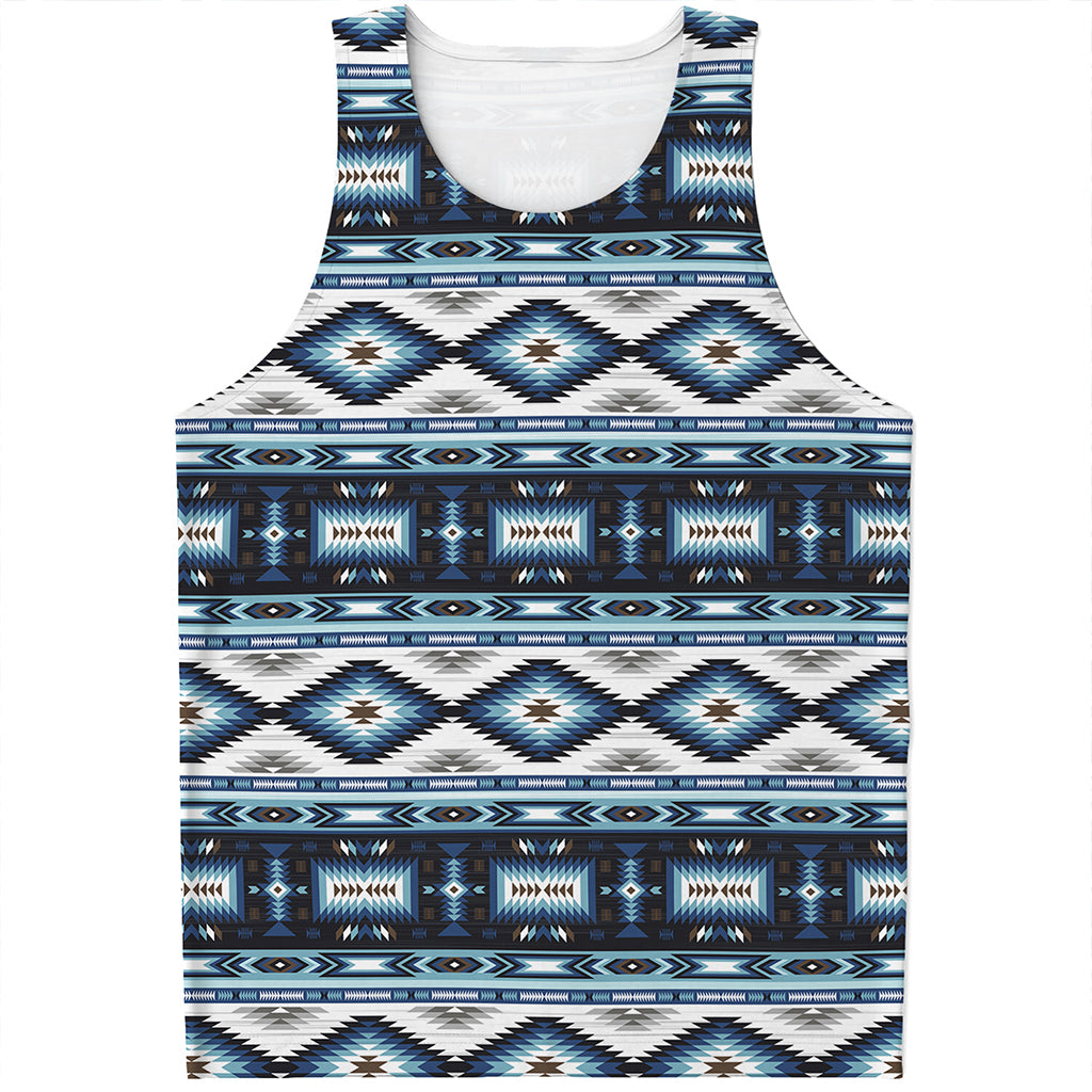 Blue Native Navajo Print Men's Tank Top