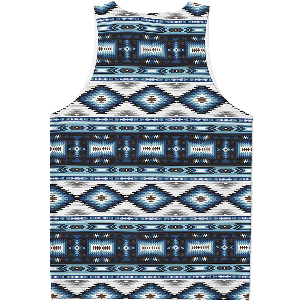 Blue Native Navajo Print Men's Tank Top