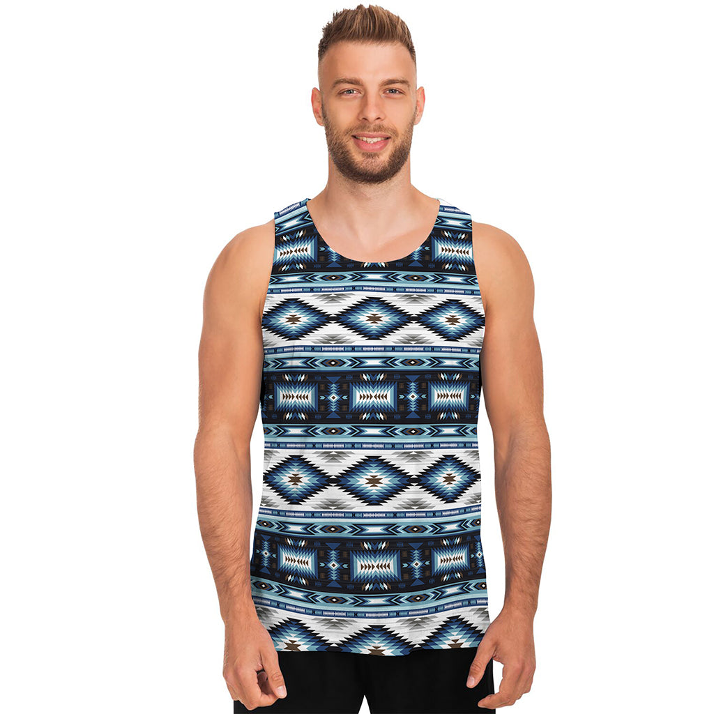 Blue Native Navajo Print Men's Tank Top