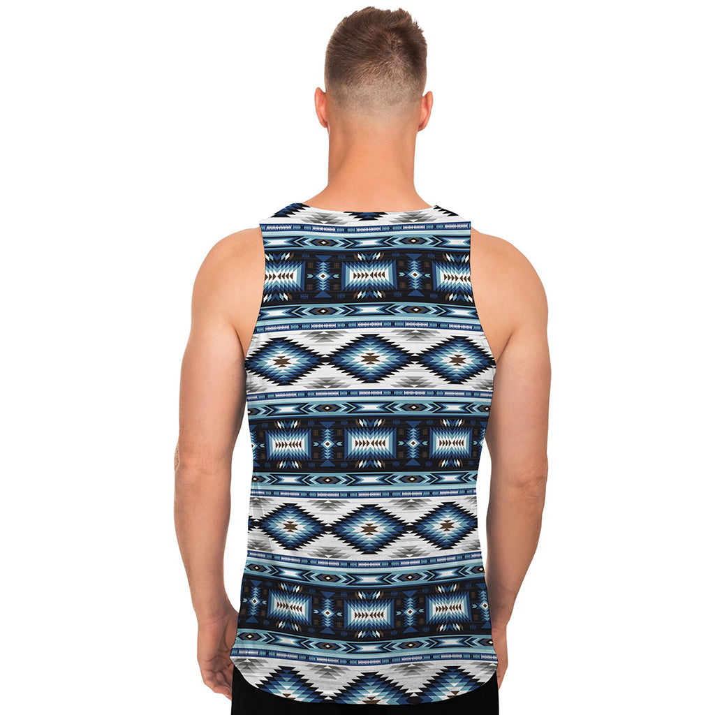 Blue Native Navajo Print Men's Tank Top