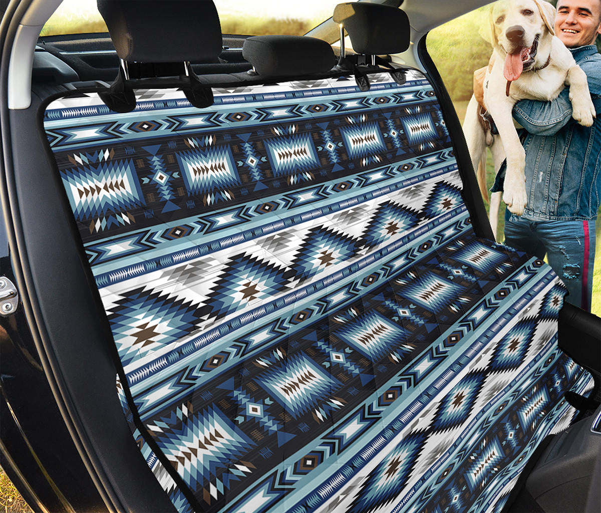 Blue Native Navajo Print Pet Car Back Seat Cover