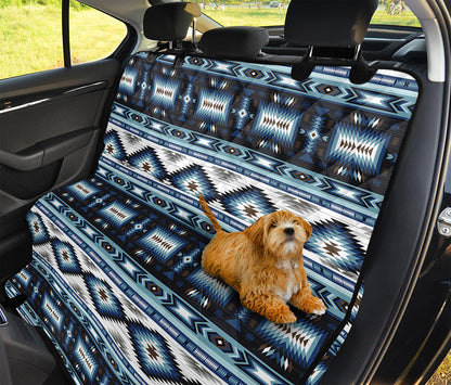 Blue Native Navajo Print Pet Car Back Seat Cover