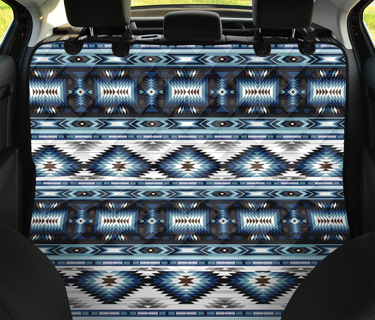 Blue Native Navajo Print Pet Car Back Seat Cover