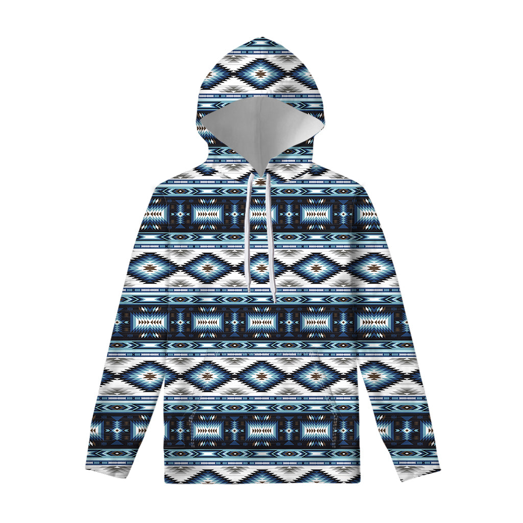 Blue Native Navajo Print Pullover Hoodie