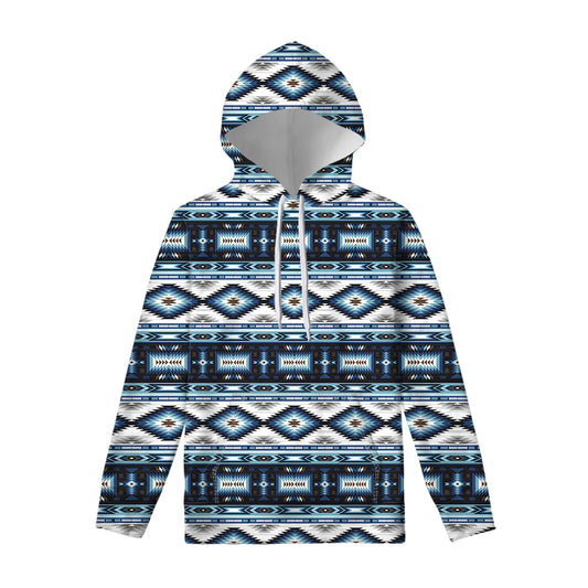 Blue Native Navajo Print Pullover Hoodie
