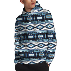 Blue Native Navajo Print Pullover Hoodie