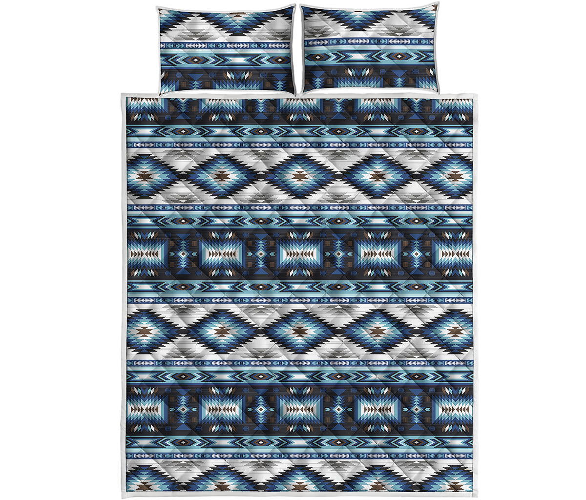Blue Native Navajo Print Quilt Bed Set