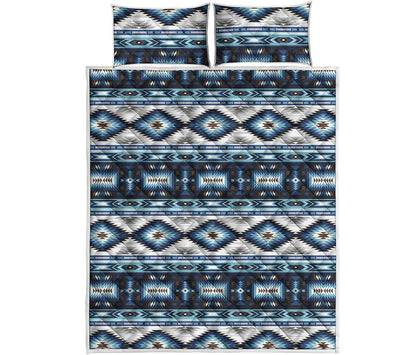 Blue Native Navajo Print Quilt Bed Set