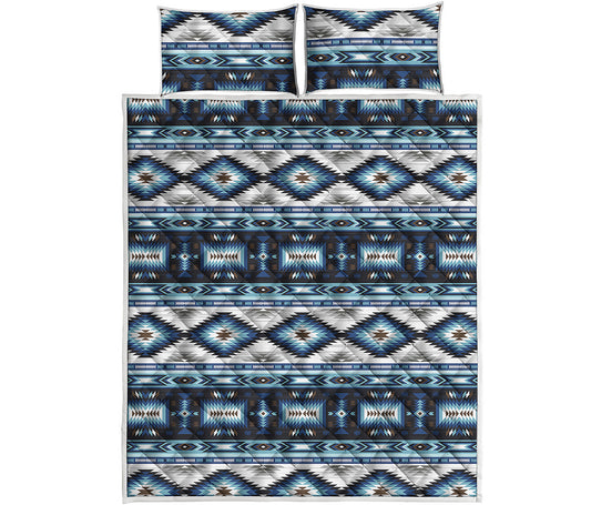Blue Native Navajo Print Quilt Bed Set
