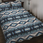 Blue Native Navajo Print Quilt Bed Set