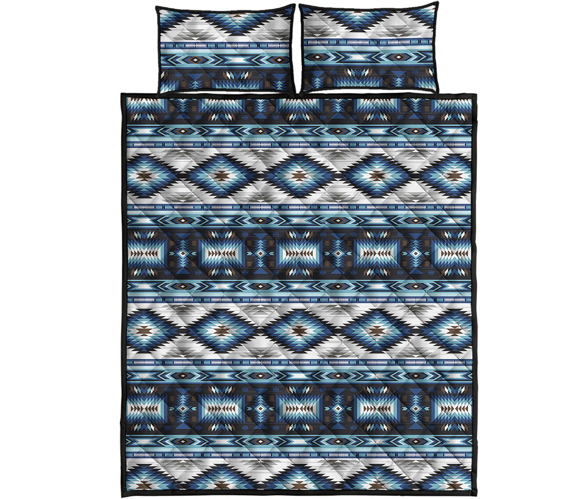 Blue Native Navajo Print Quilt Bed Set
