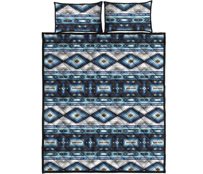 Blue Native Navajo Print Quilt Bed Set