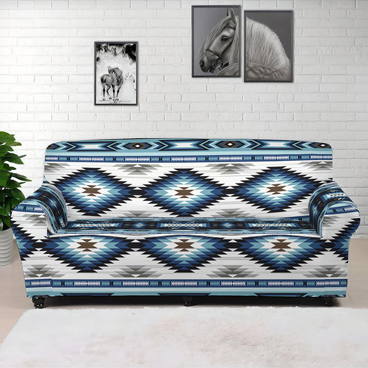 Blue Native Navajo Print Sofa Cover