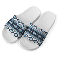 Blue Native Navajo Print White Slide Sandals