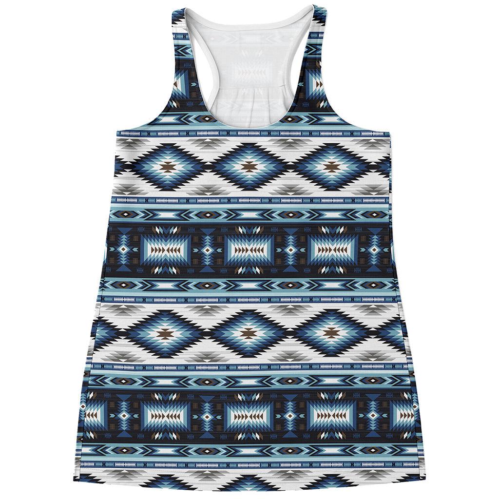 Blue Native Navajo Print Women's Racerback Tank Top