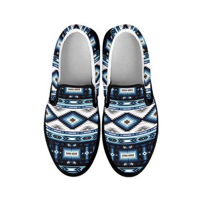 Blue Native Pendleton Navajo Print Black Slip On Shoes