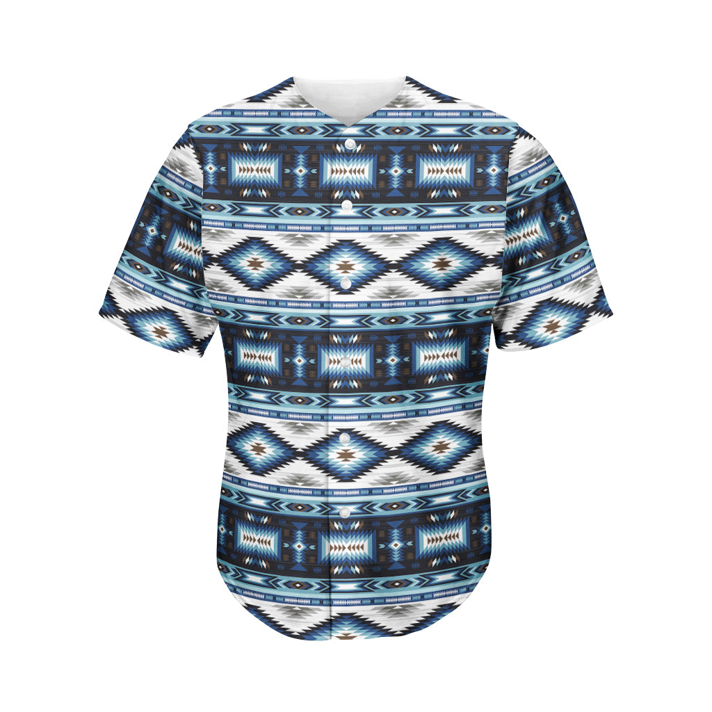 Blue Native Pendleton Navajo Print Men's Baseball Jersey