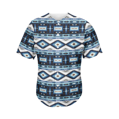 Blue Native Pendleton Navajo Print Men's Baseball Jersey