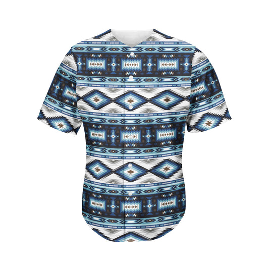Blue Native Pendleton Navajo Print Men's Baseball Jersey